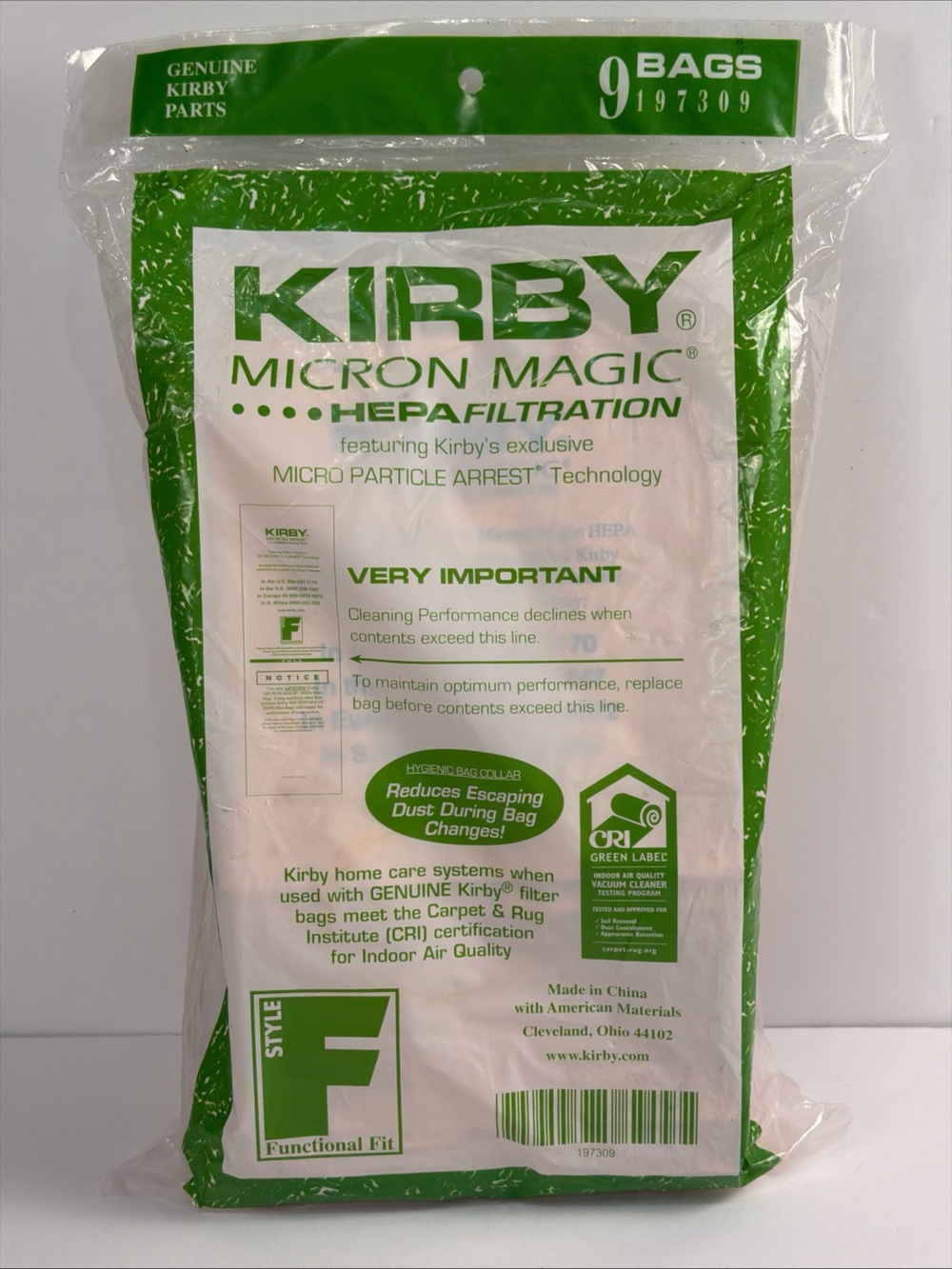Kirby Micron magic hepafiltration 9 bags 197309